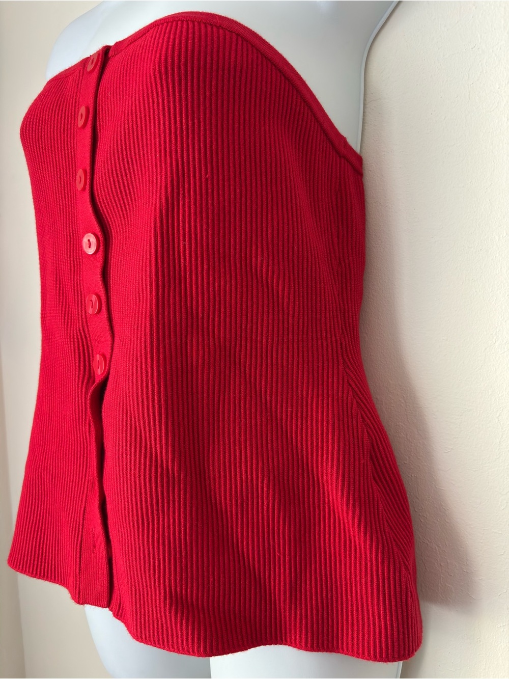 Abercrombie & Fitch Ottoman Button-Front Tube Top Size Medium NEW Red Ribbed - Picture 3 of 12